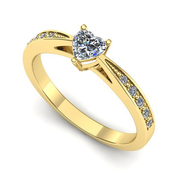 Inel logodna din aur galben cu safir alb