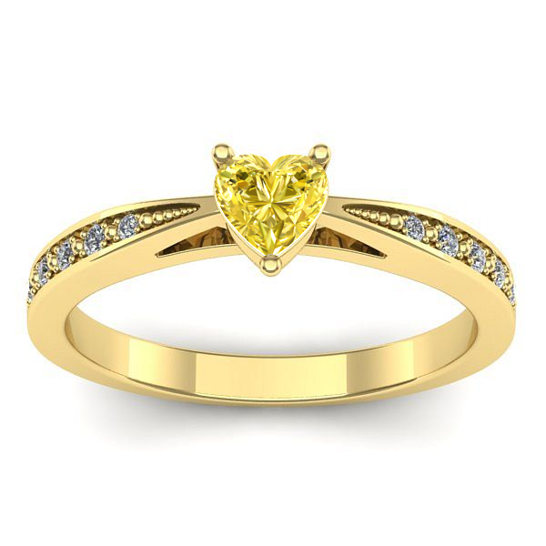 Inel logodna cu safir galben inima