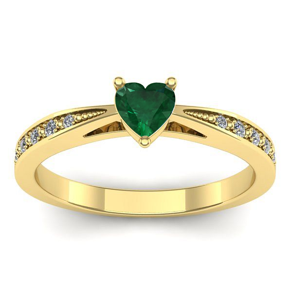 Inel logodna cu smarald inima