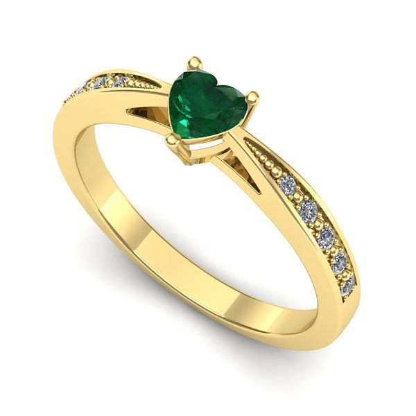Inel de logodna din aur galben cu smarald