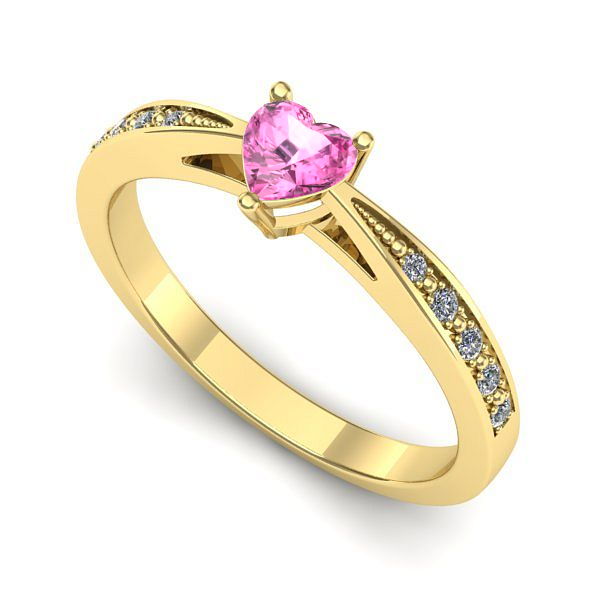 Inel din aur galben cu safir roz