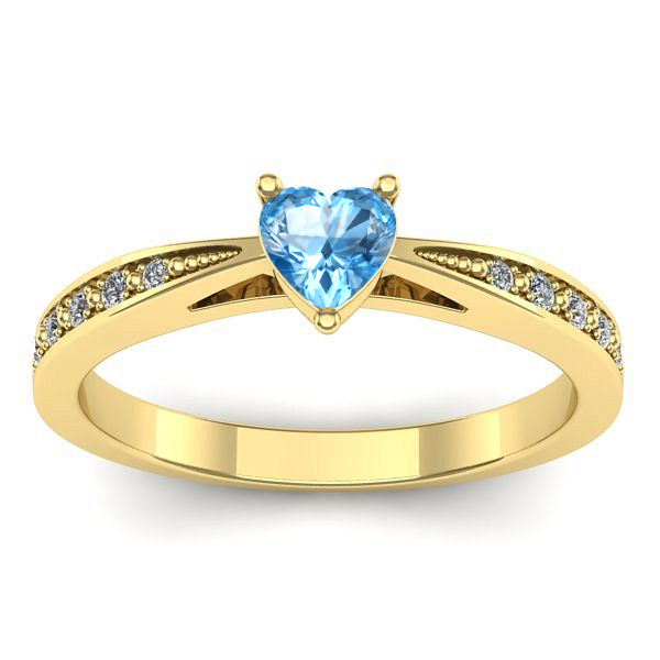 Inel de logodna cu topaz blue inima