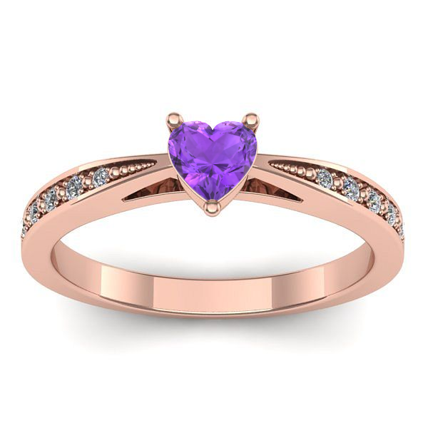 Inel cu ametist inima