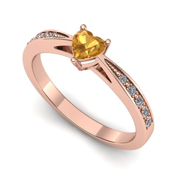 Inel din aur roz cu citrin