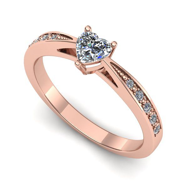 Inel logodna din aur roz cu diamant