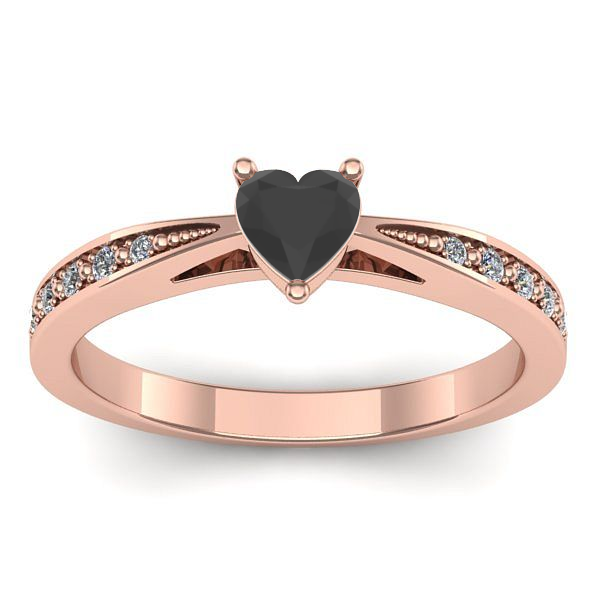 Inel logodna cu diamant negru inima