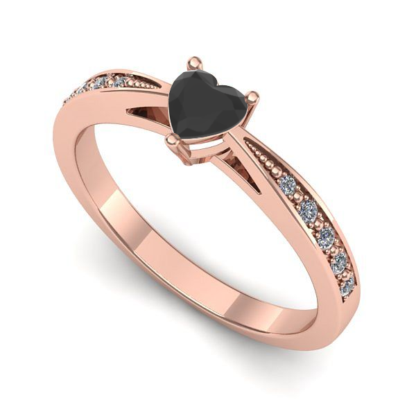 Inel din aur roz cu diamant negru