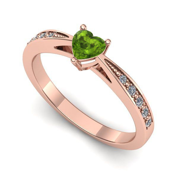 Inel din aur roz cu peridot