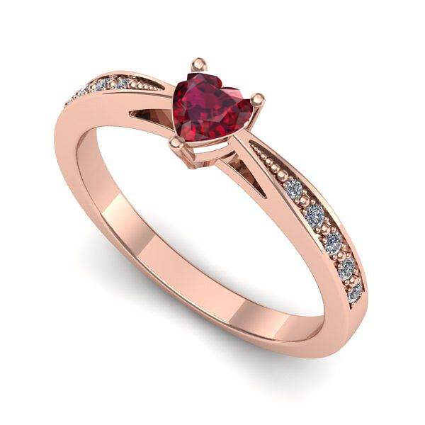 Inel din aur roz cu rubin