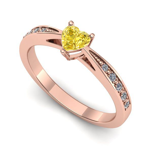 Inel din aur roz cu safir galben