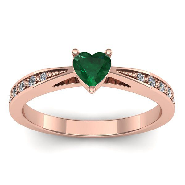 Inel logodna cu smarald inima