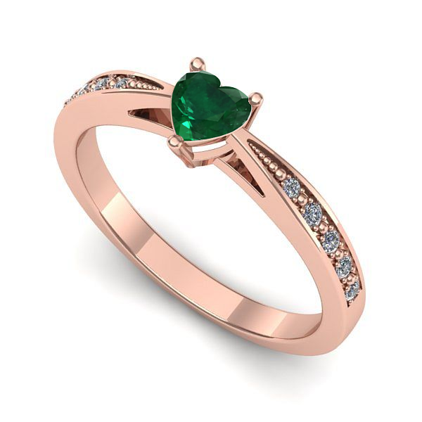 Inel din aur roz cu smarald