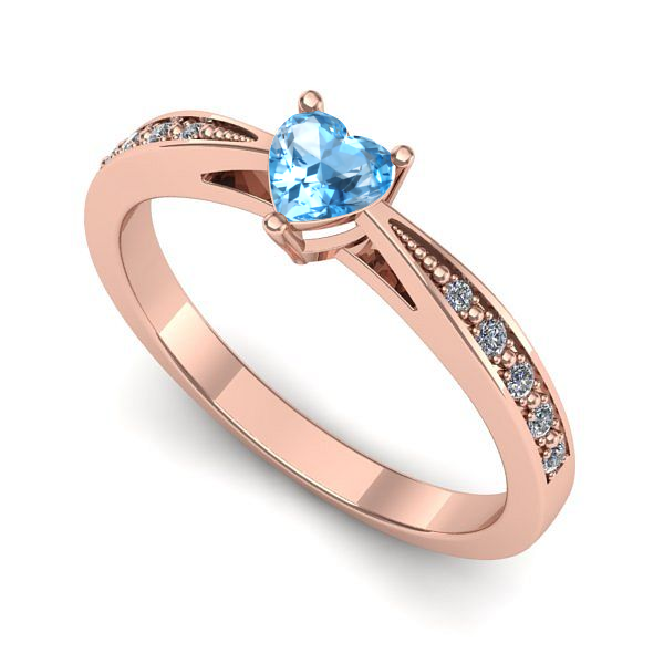 Inel din aur roz cu topaz blue