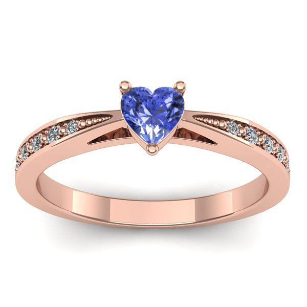 Inel de logodna cu tanzanit inima