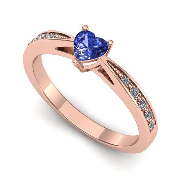 Inel de logodna din aur roz cu tanzanit