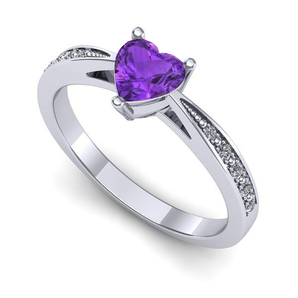 Inel de logodna din aur alb cu ametist