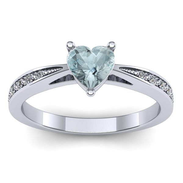 Inel cu aquamarin inima