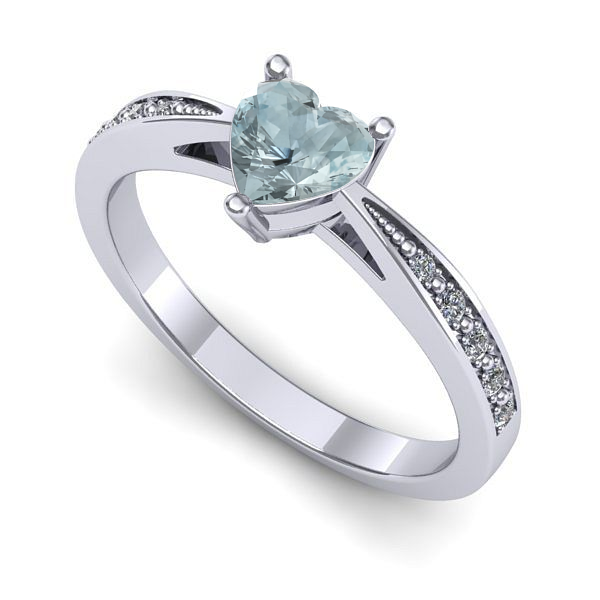 Inel din aur alb cu aquamarin