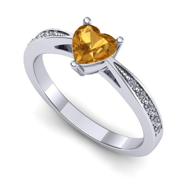 Inel din aur alb cu citrin