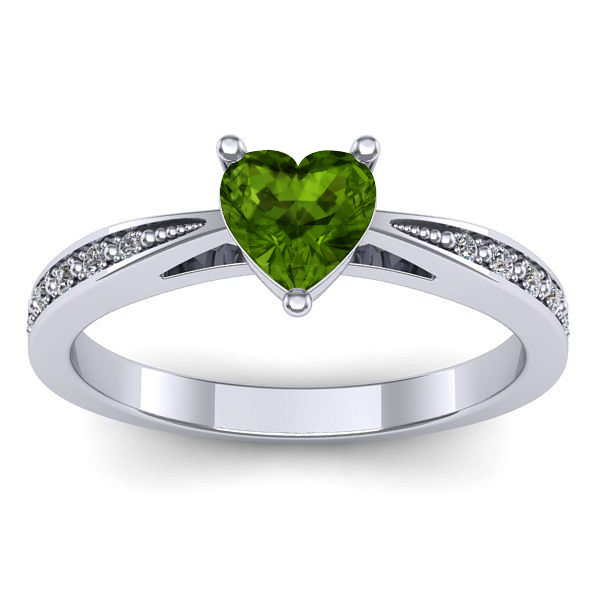 Inel de logodna cu peridot inima