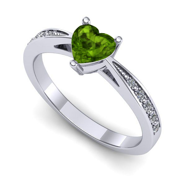 Inel din aur alb cu peridot