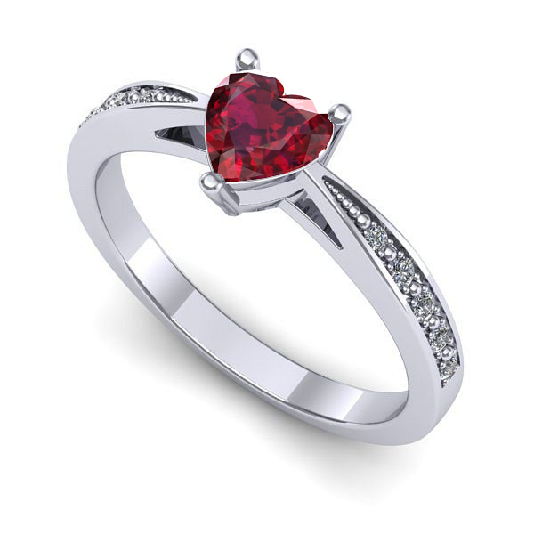 Inel din aur alb cu rubin