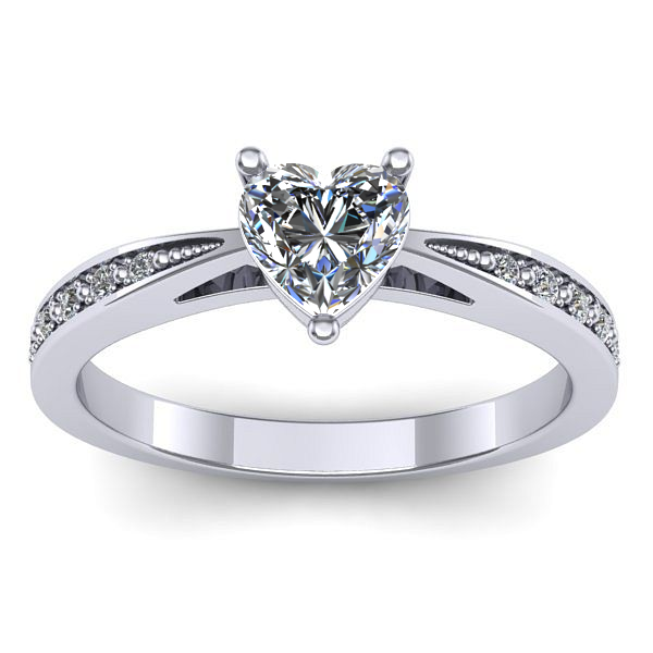 Inel cu diamant de laborator inima