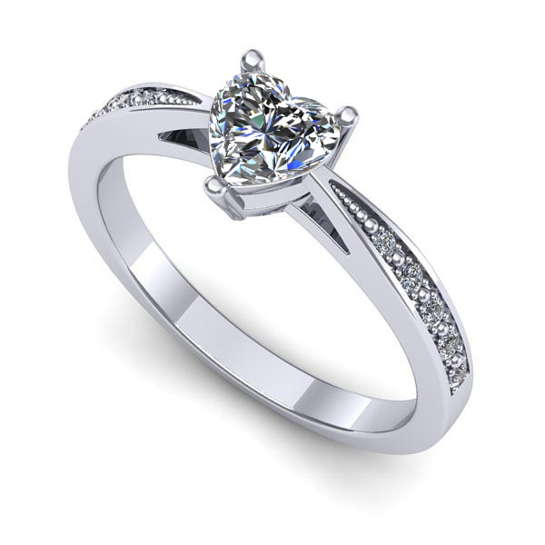 Inel logodna din aur alb cu safir alb