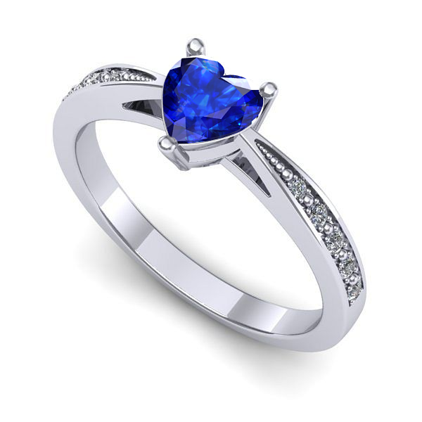 Inel de logodna din aur alb cu safir