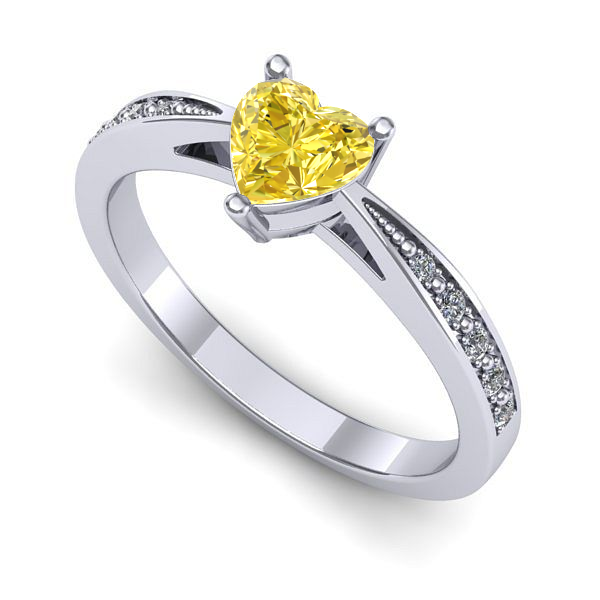 Inel logodna din aur alb cu safir galben