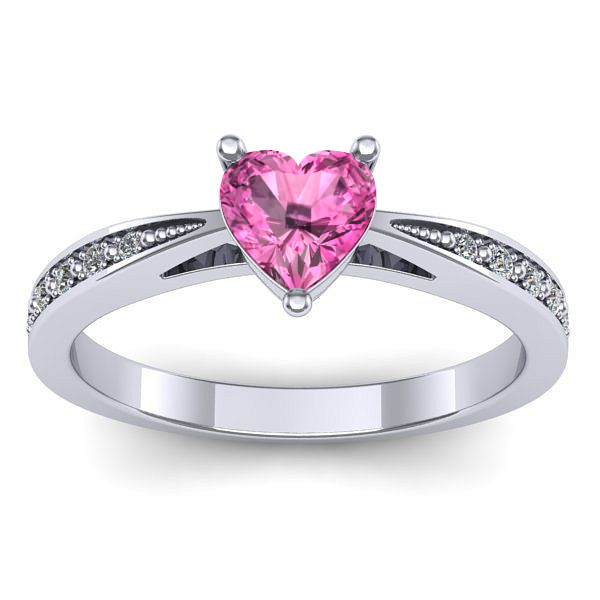 Inel cu safir roz inima