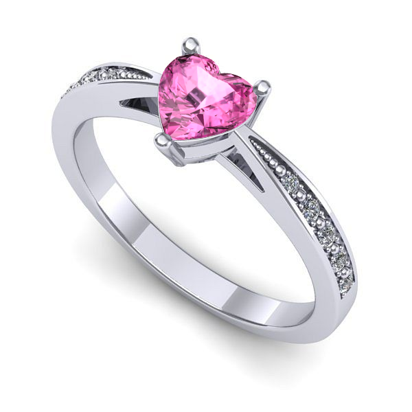 Inel din aur alb cu safir roz