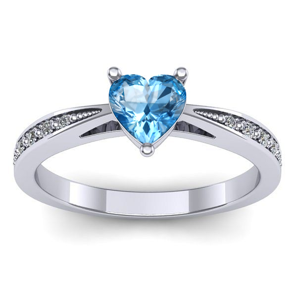 Inel de logodna cu topaz blue inima