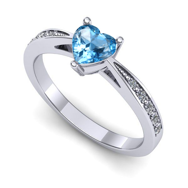 Inel de logodna din aur alb cu topaz blue