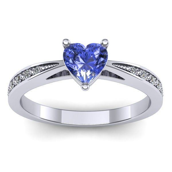 Inel logodna cu tanzanit inima