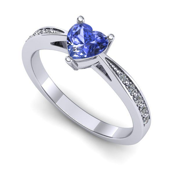 Inel de logodna din aur alb cu tanzanit