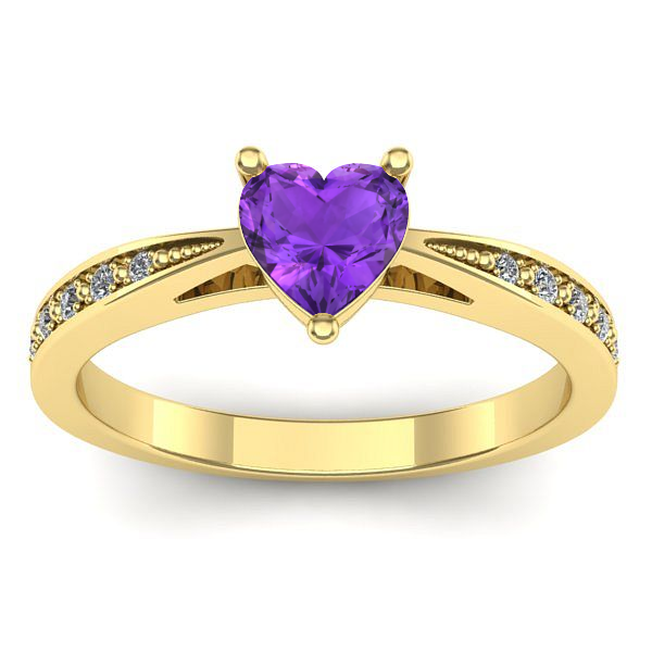 Inel cu ametist inima