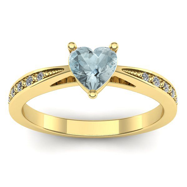 Inel de logodna cu aquamarin inima