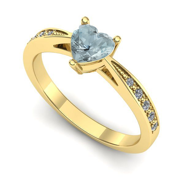 Inel logodna din aur galben cu aquamarin