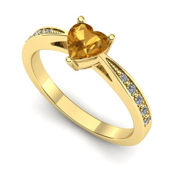 Inel logodna din aur galben cu citrin
