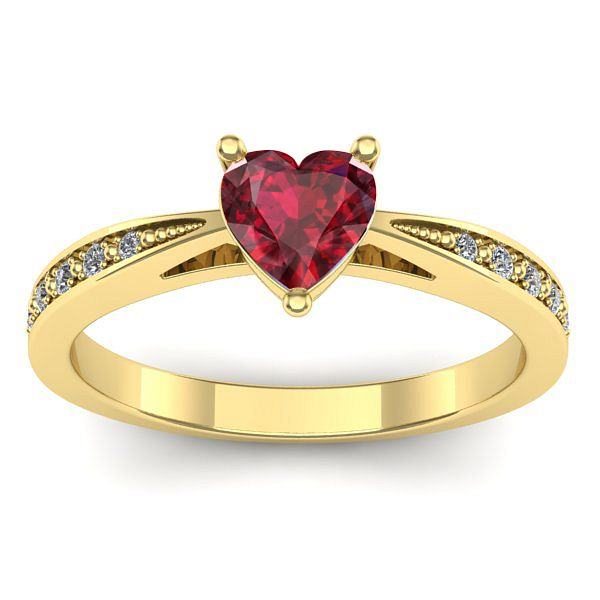 Inel logodna cu rubin inima