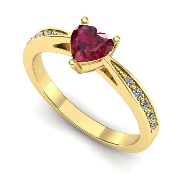Inel logodna din aur galben cu rubin