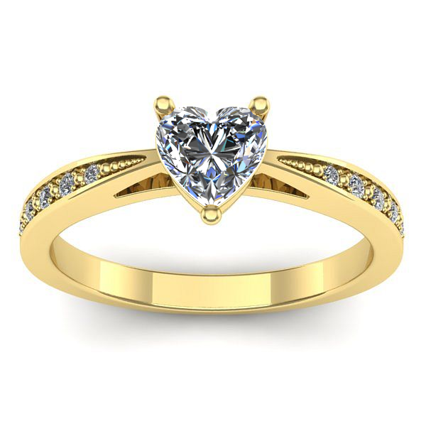 Inel cu diamant de laborator inima