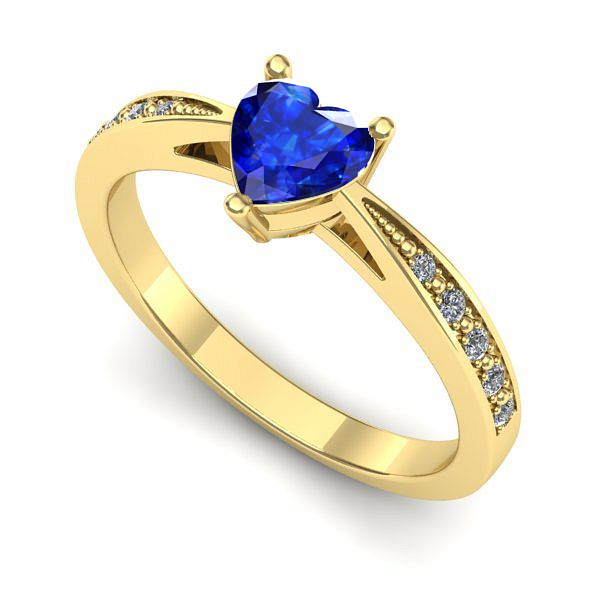 Inel logodna din aur galben cu safir