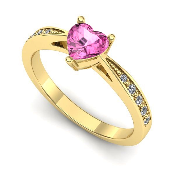 Inel din aur galben cu safir roz