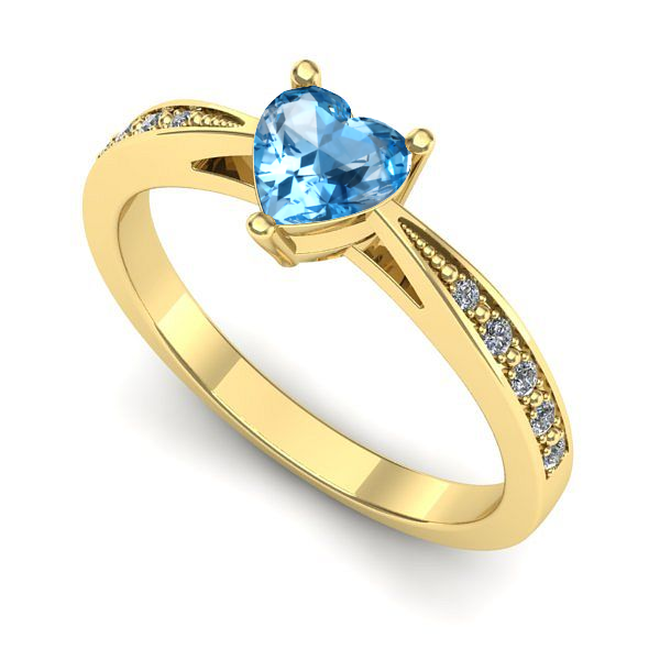 Inel din aur galben cu topaz blue