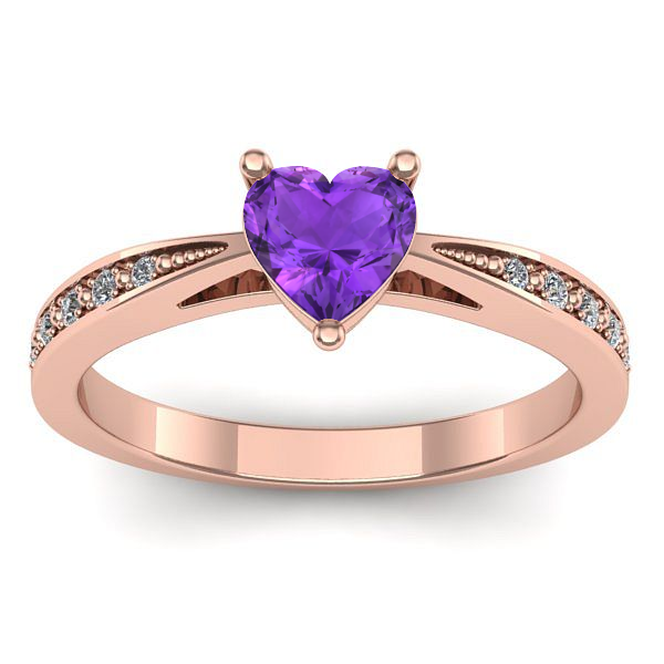 Inel de logodna cu ametist inima