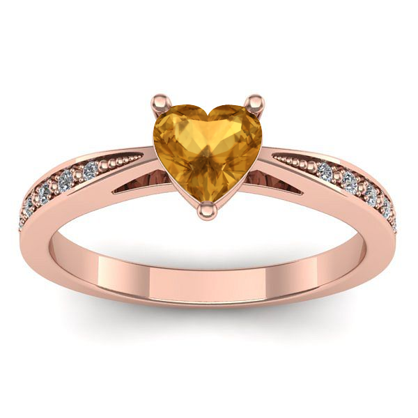 Inel logodna cu citrin inima