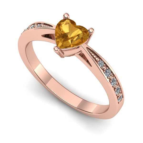 Inel din aur roz cu citrin