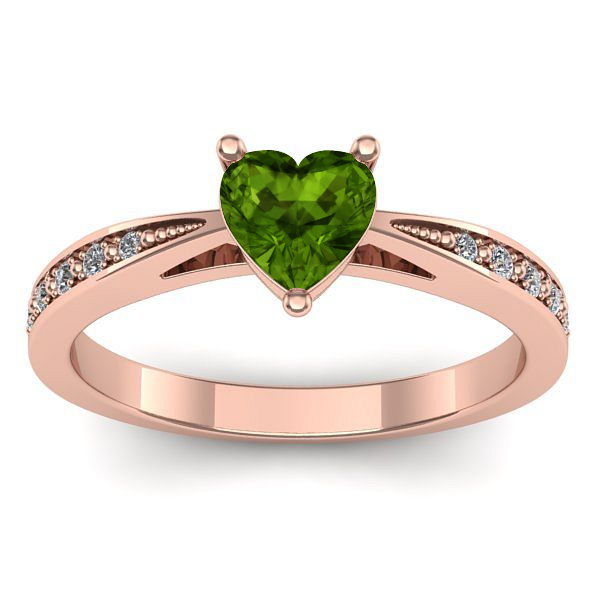 Inel de logodna cu peridot inima